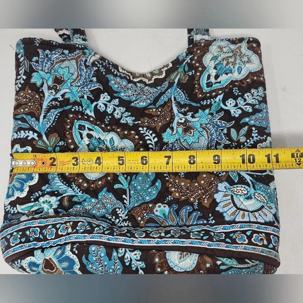 Retired Vera Bradley Blue Java Brown Floral Paisley Tote - Picture 13 of 16
